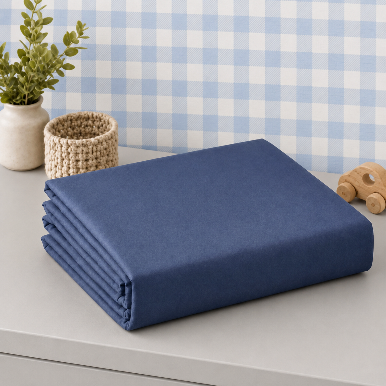 LENÇOL DE BERÇO BASIC COM ELÁSTICO AZUL JEANS