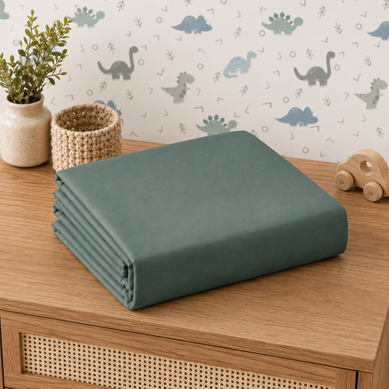 LENÇOL DE BERÇO BASIC COM ELÁSTICO VERDE SECO