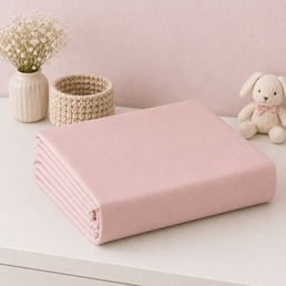 LENÇOL DE BERÇO BASIC COM ELÁSTICO ROSA CHÁ