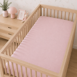 LENÇOL DE BERÇO BASIC COM ELÁSTICO ROSA NÚVEM