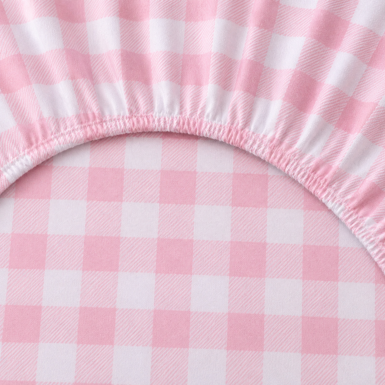LENÇOL DE BERÇO XADREZ VINTAGE COM ELÁSTICO ROSA CHÁ