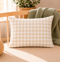 ALMOFADA XADREZ VINTAGE - 30X40 Bege