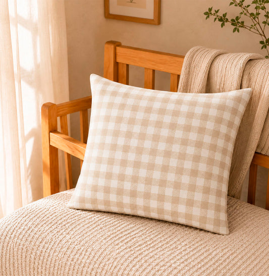 ALMOFADA XADREZ VINTAGE - 30X40 Bege
