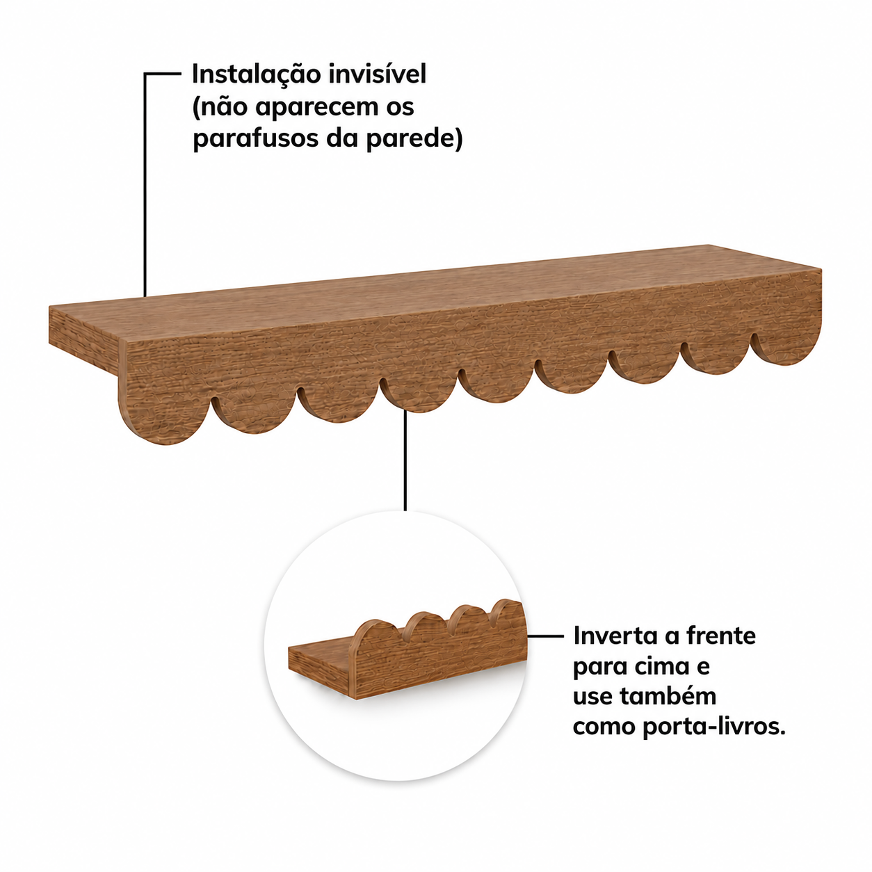 PRATELEIRA ONDINHAS 60CM - FREIJÓ