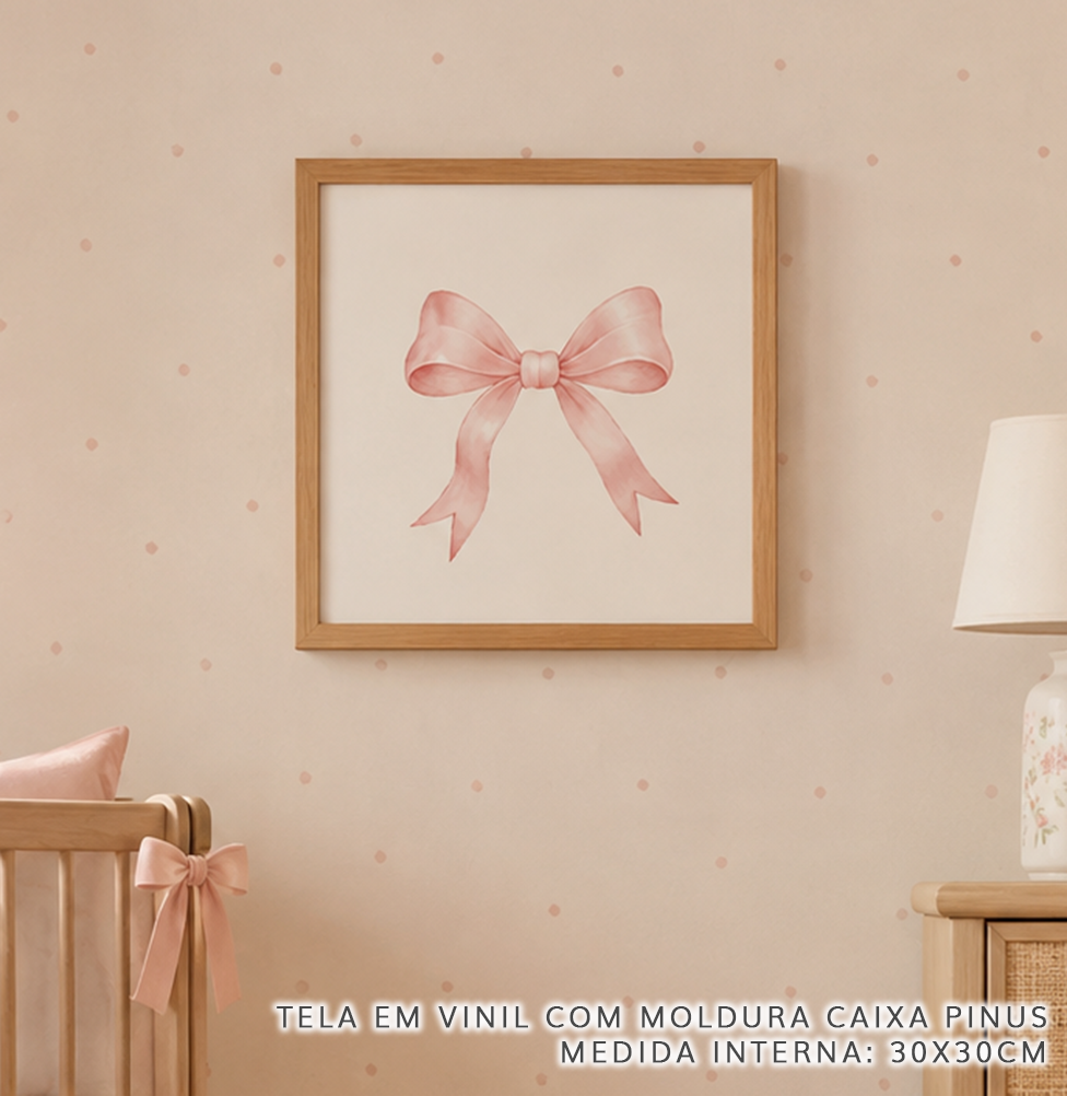 Quadro Infantil Laço Paris Cru - Quadrado