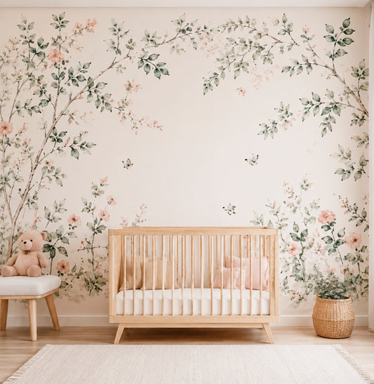 PAPEL DE PAREDE ARCO DE FLORES CRU MURAL