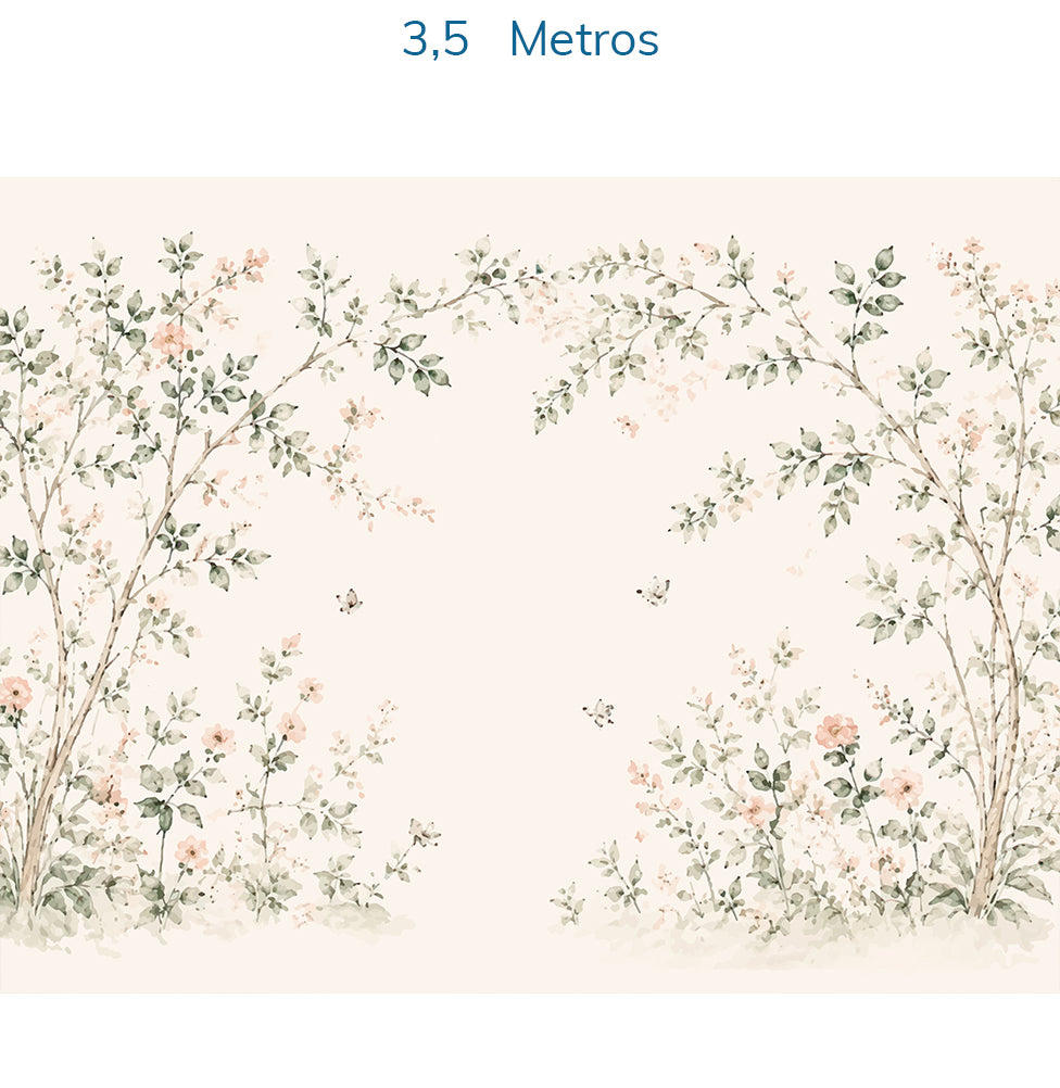 PAPEL DE PAREDE ARCO DE FLORES CRU MURAL