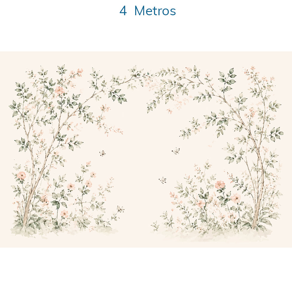 PAPEL DE PAREDE ARCO DE FLORES CRU MURAL