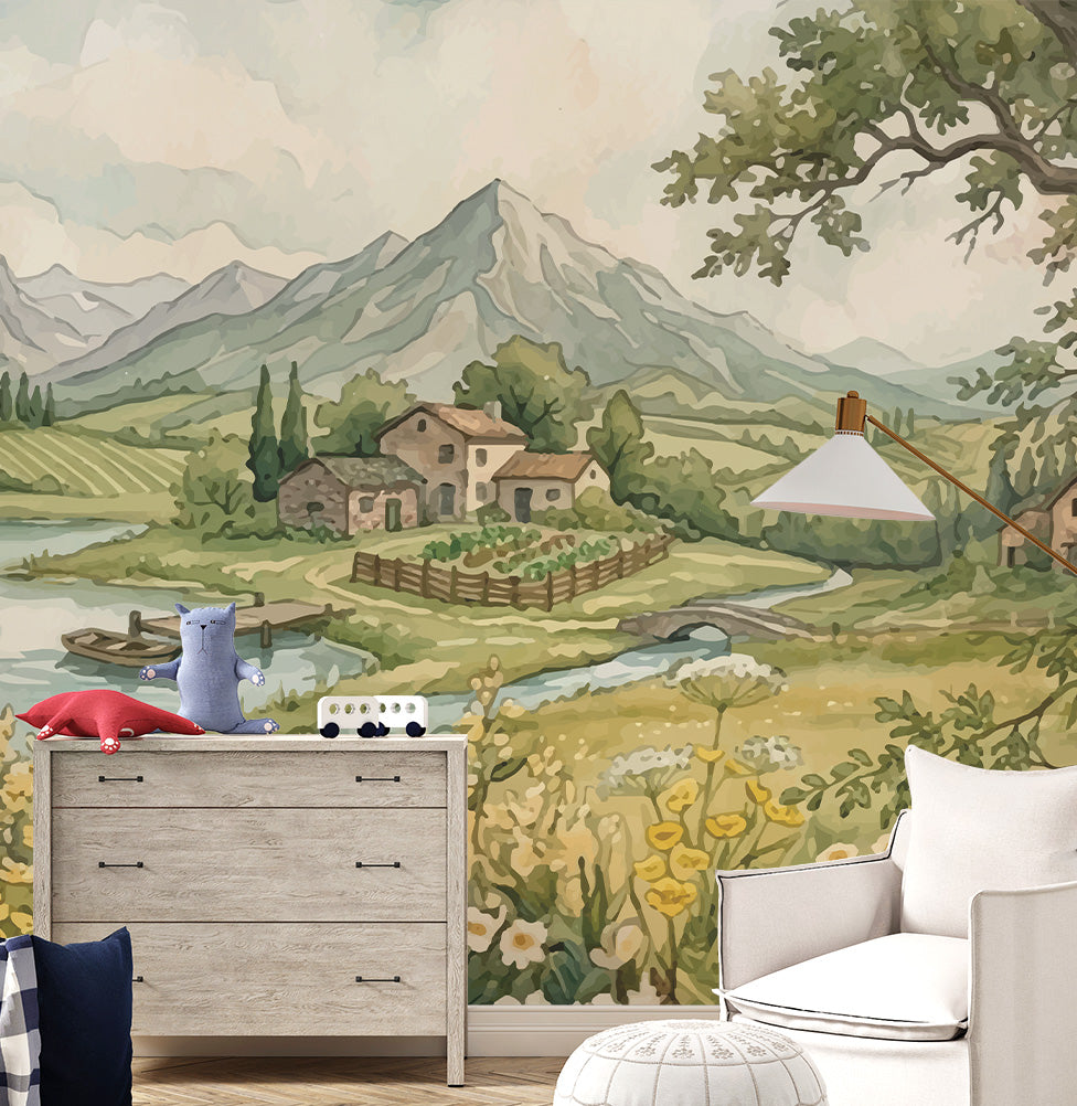 PAPEL DE PAREDE INFANTIL PRIMAVERA NO LAGO - MURAL