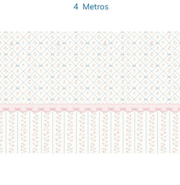 PAPEL DE PAREDE INFANTIL FLORES E LAÇOS COM RODAMEIO - MURAL