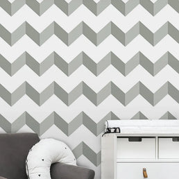 Papel de Parede Infantil Chevron Cinza Claro