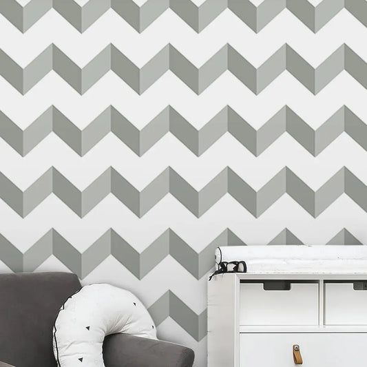 Papel de Parede Infantil Chevron Cinza Claro