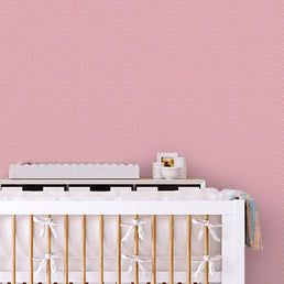 Papel de Parede Infantil Mini Poá Fundo Rosa Clássico