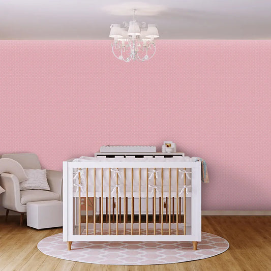 Papel de Parede Infantil Mini Poá Fundo Rosa Clássico