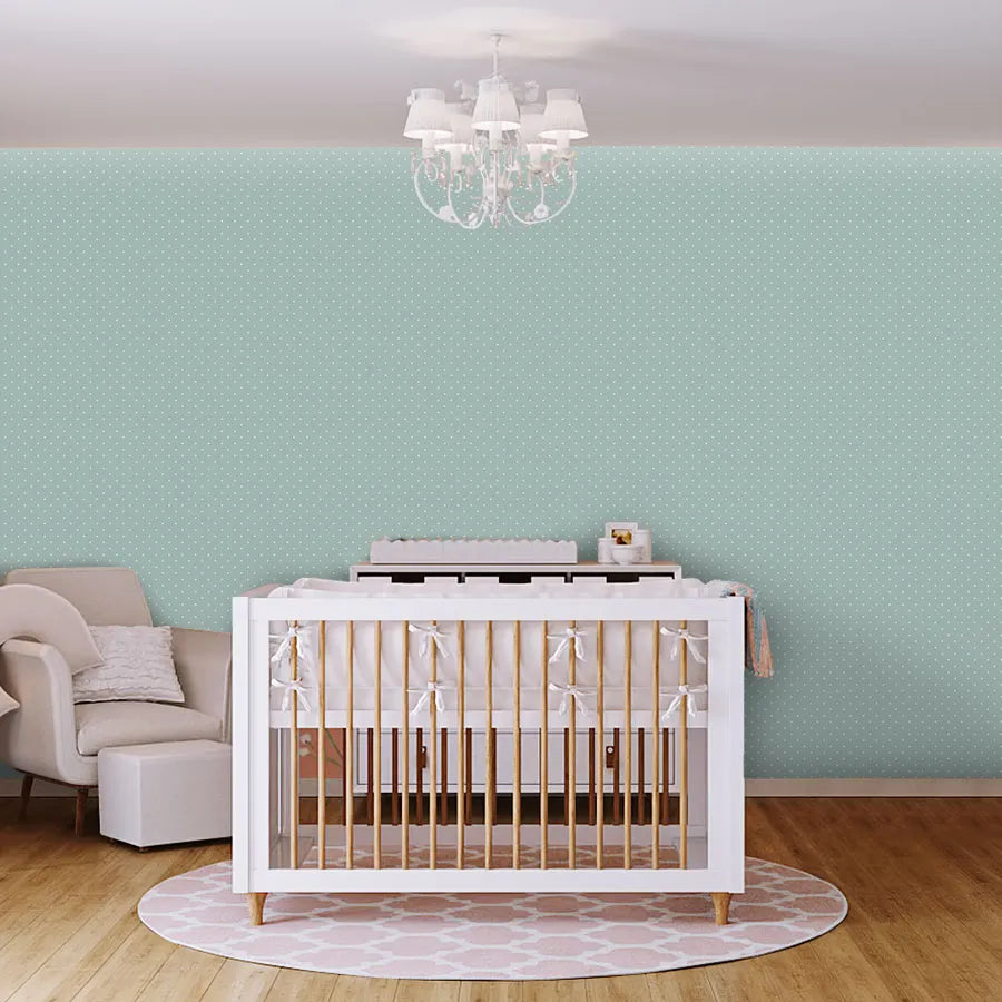 Papel de Parede Infantil Mini Poá Fundo Verde