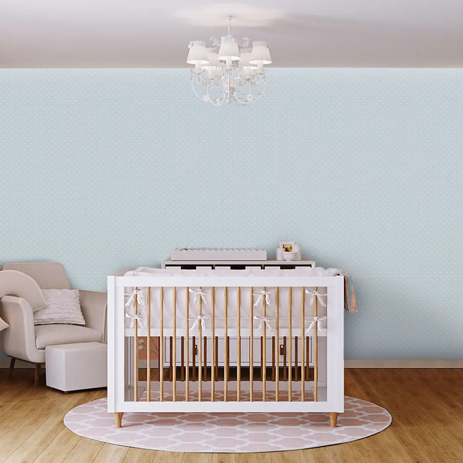 Papel de Parede Infantil Mini Poá Fundo Azul Claro