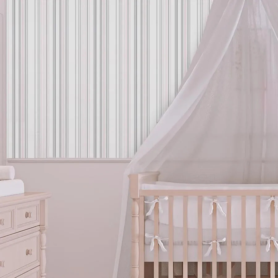 Papel de Parede Infantil Listra Irregular Rosa