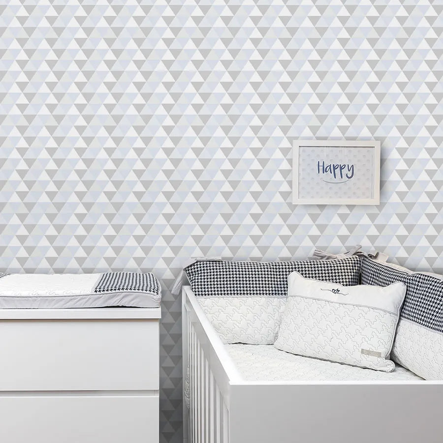 Papel de Parede Infantil Triângulos Azul Claro