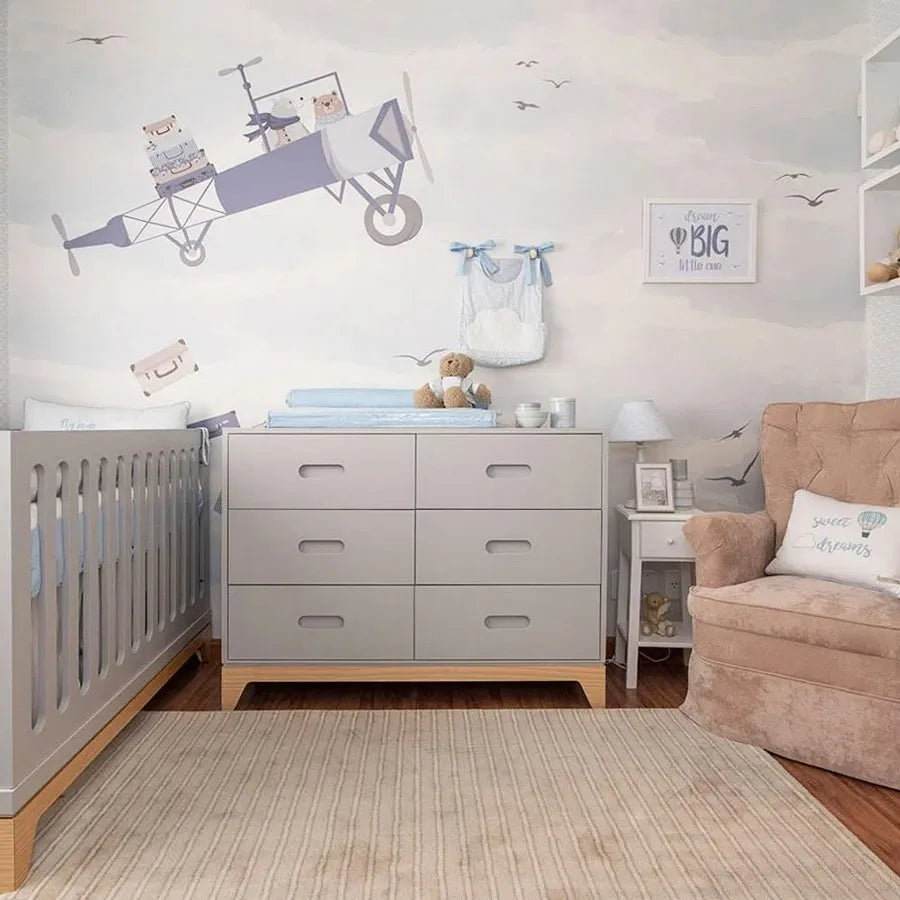 Papel de Parede Infantil Avião no Céu - Lado Esquerdo - Mural