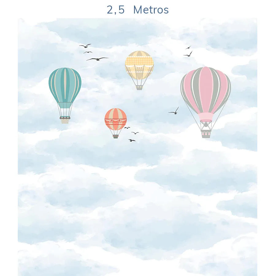 Papel de Parede Infantil Balão no Céu Color Mantelli - Mural