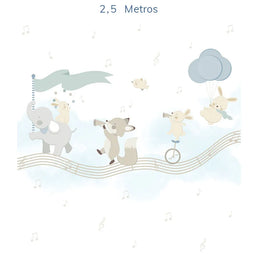 Papel de Parede Infantil Banda de Animais Azul Claro - Mural