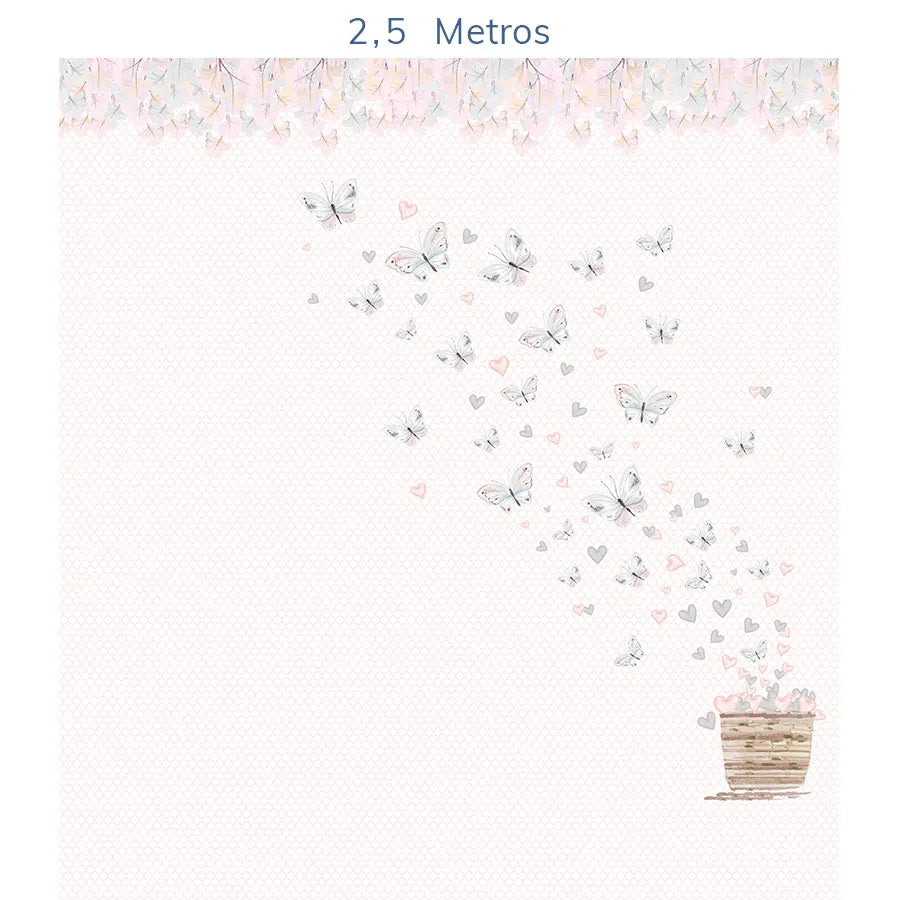 Papel de Parede Infantil Borboletas Azul Lado Direito - Mural