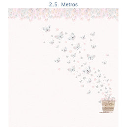 Papel de Parede Infantil Borboletas Azul Lado Direito - Mural