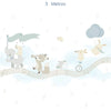 Papel de Parede Infantil Banda de Animais Azul Claro - Mural