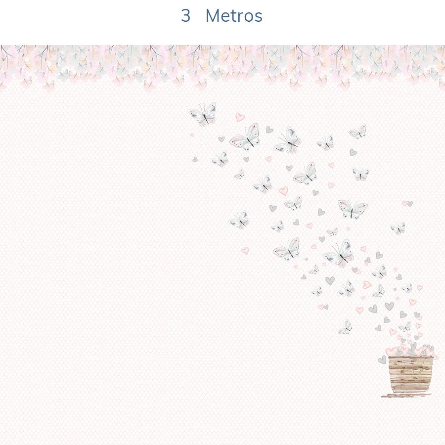 Papel de Parede Infantil Borboletas Azul Lado Direito - Mural