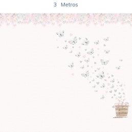 Papel de Parede Infantil Borboletas Azul Lado Direito - Mural