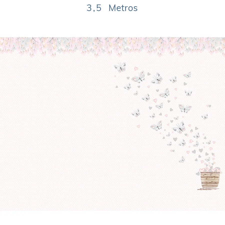 Papel de Parede Infantil Borboletas Azul Lado Direito - Mural