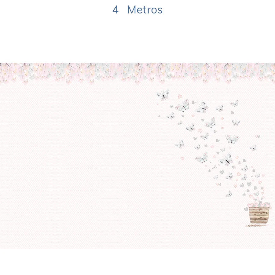 Papel de Parede Infantil Borboletas Azul Lado Direito - Mural