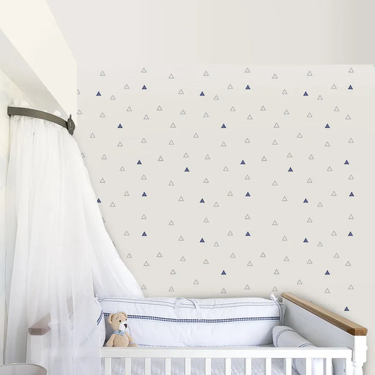 Papel de Parede Infantil Triângulo Vazado Azul Jeans