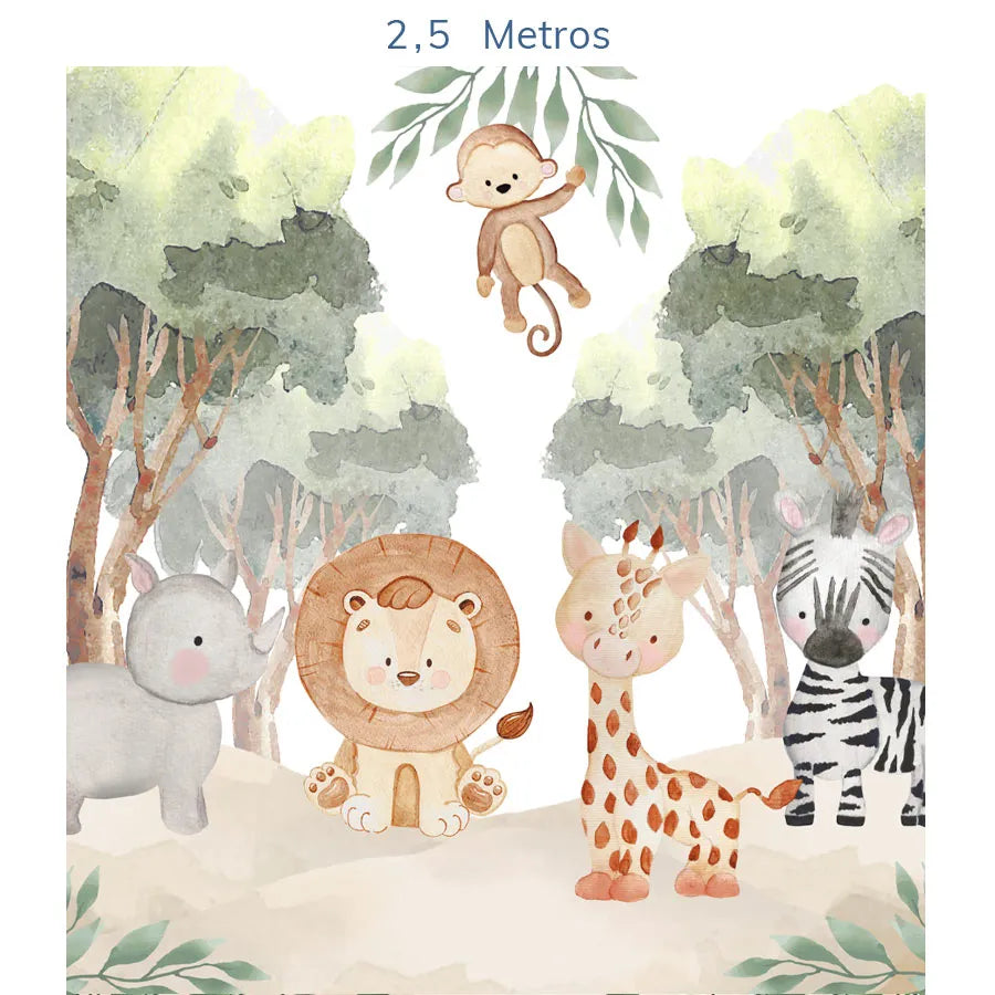 Papel de Parede Infantil Selva Bichos - Mural