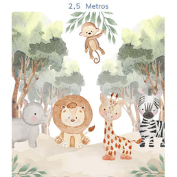 Papel de Parede Infantil Selva Bichos - Mural