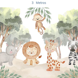 Papel de Parede Infantil Selva Bichos - Mural