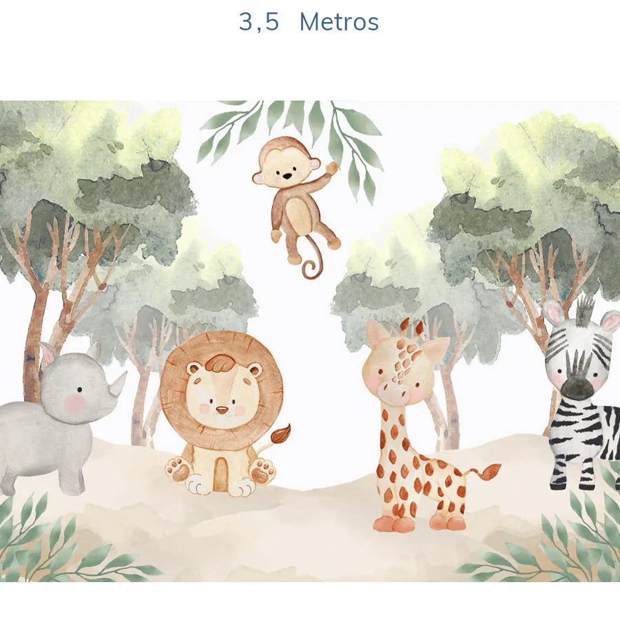 Papel de Parede Infantil Selva Bichos - Mural