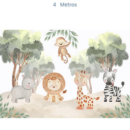 Papel de Parede Infantil Selva Bichos - Mural