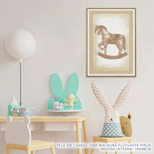 Quadro Infantil Cavalinho Classic Bege