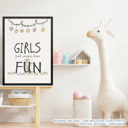Quadro Infantil Balde Girls Have Fun Rosa