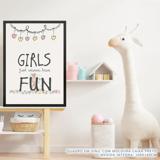 Quadro Infantil Balde Girls Have Fun Rosa