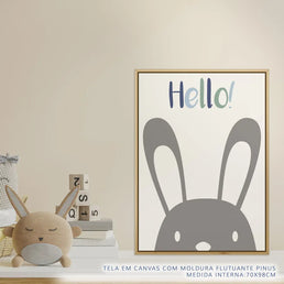 Quadro Infantil Coelho Hello Azul