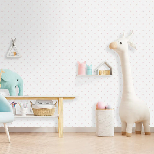 Papel de Parede Infantil Poá Aquarela Rosa Claro