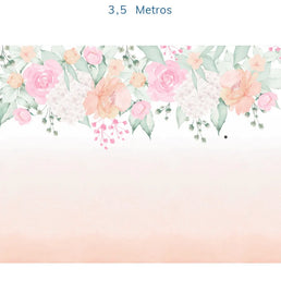 Papel de Parede Infantil Jardim com Rosas Aquarela Coral - Mural