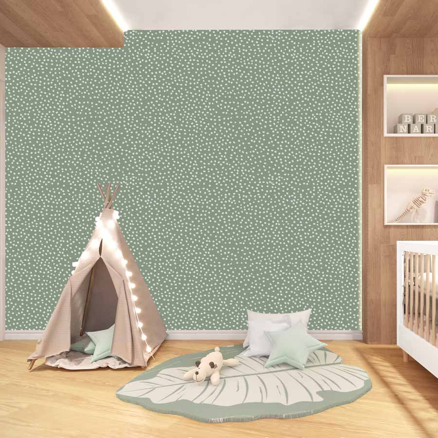 Papel de Parede Infantil Poá Irregular Verde