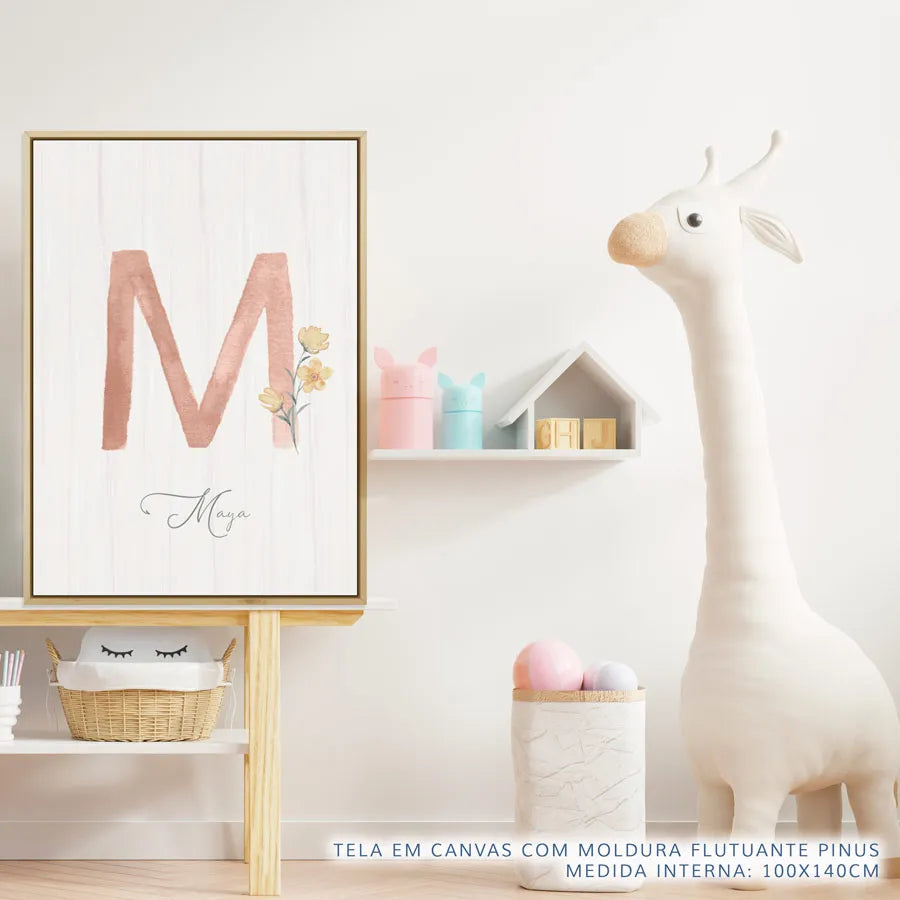 Quadro Infantil Inicial com Flores Amarelo