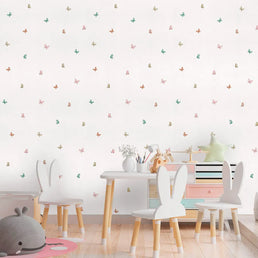 Papel de Parede Infantil Borboletas Flores do Campo Verde