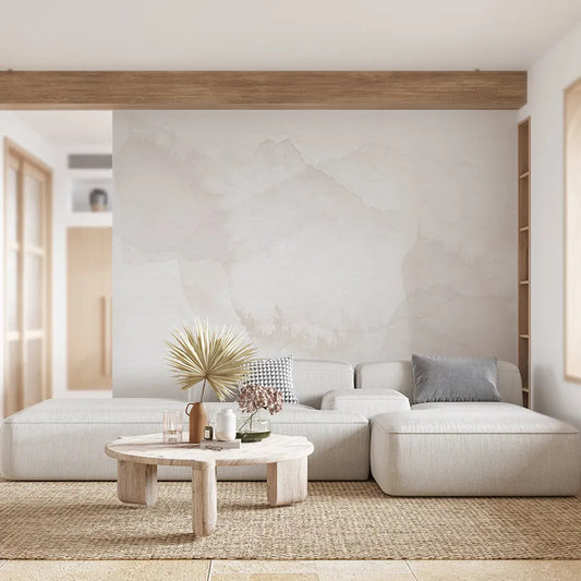 Papel de Parede Mancha Aquarela Bege - Mural