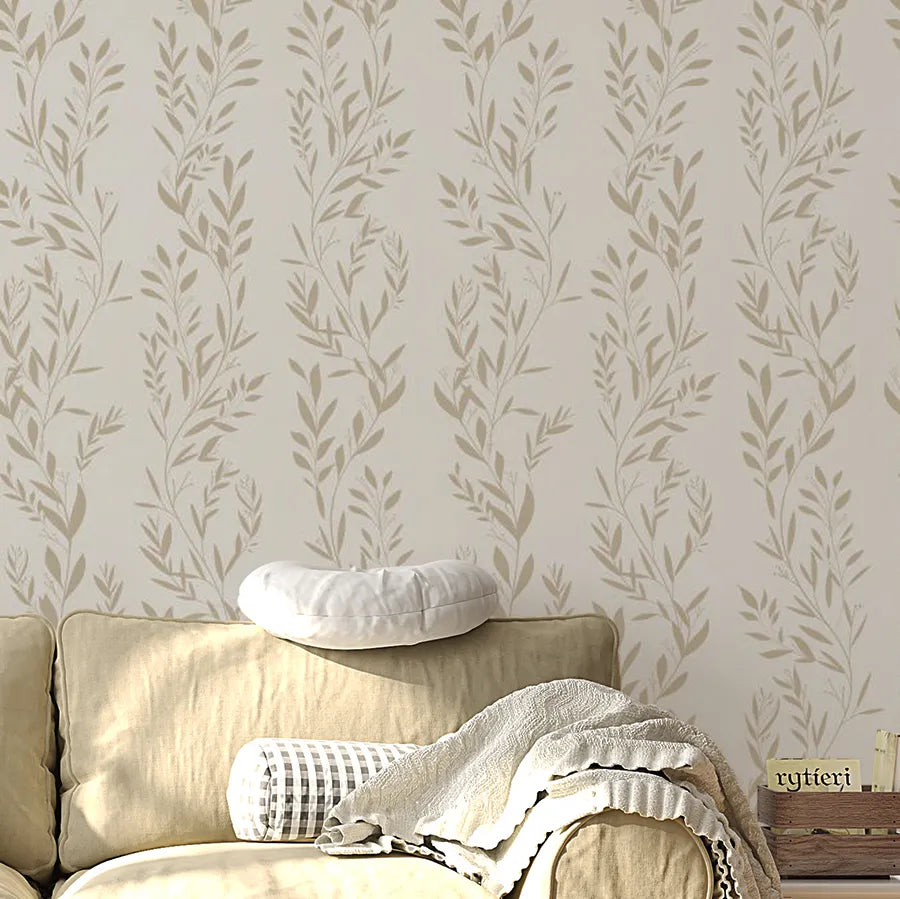 Papel de Parede Folhagens Bege