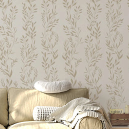 Papel de Parede Folhagens Bege